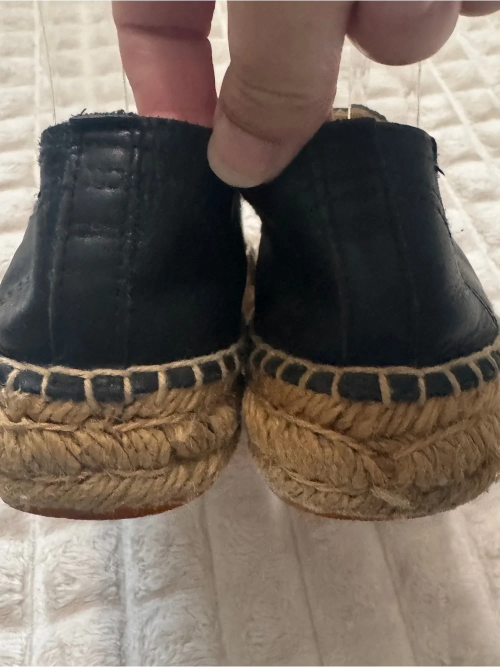 Soludos x Jason Polan 7.5 Eye Wink Black Leather Espadrille Flats Shoes